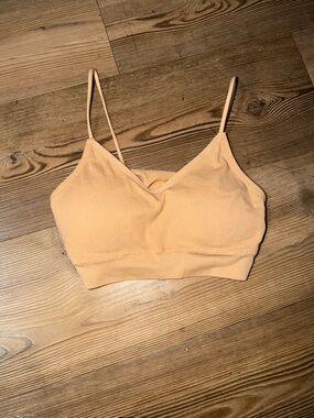 Peach Ribbed Bralette Top